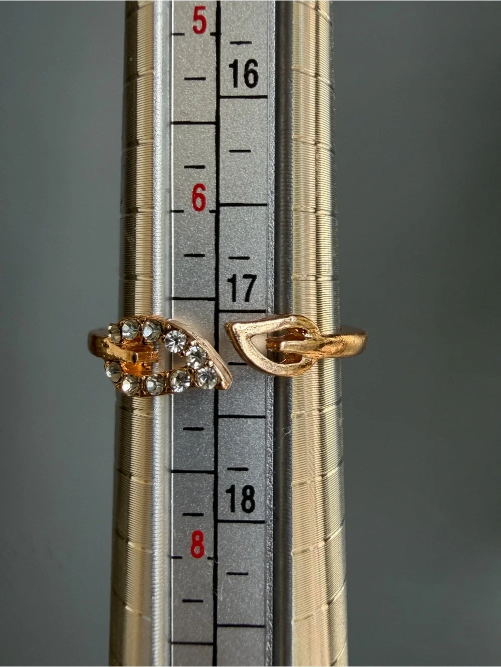 Rhinestone Accent Rose Gold Women's Ring Size 7
